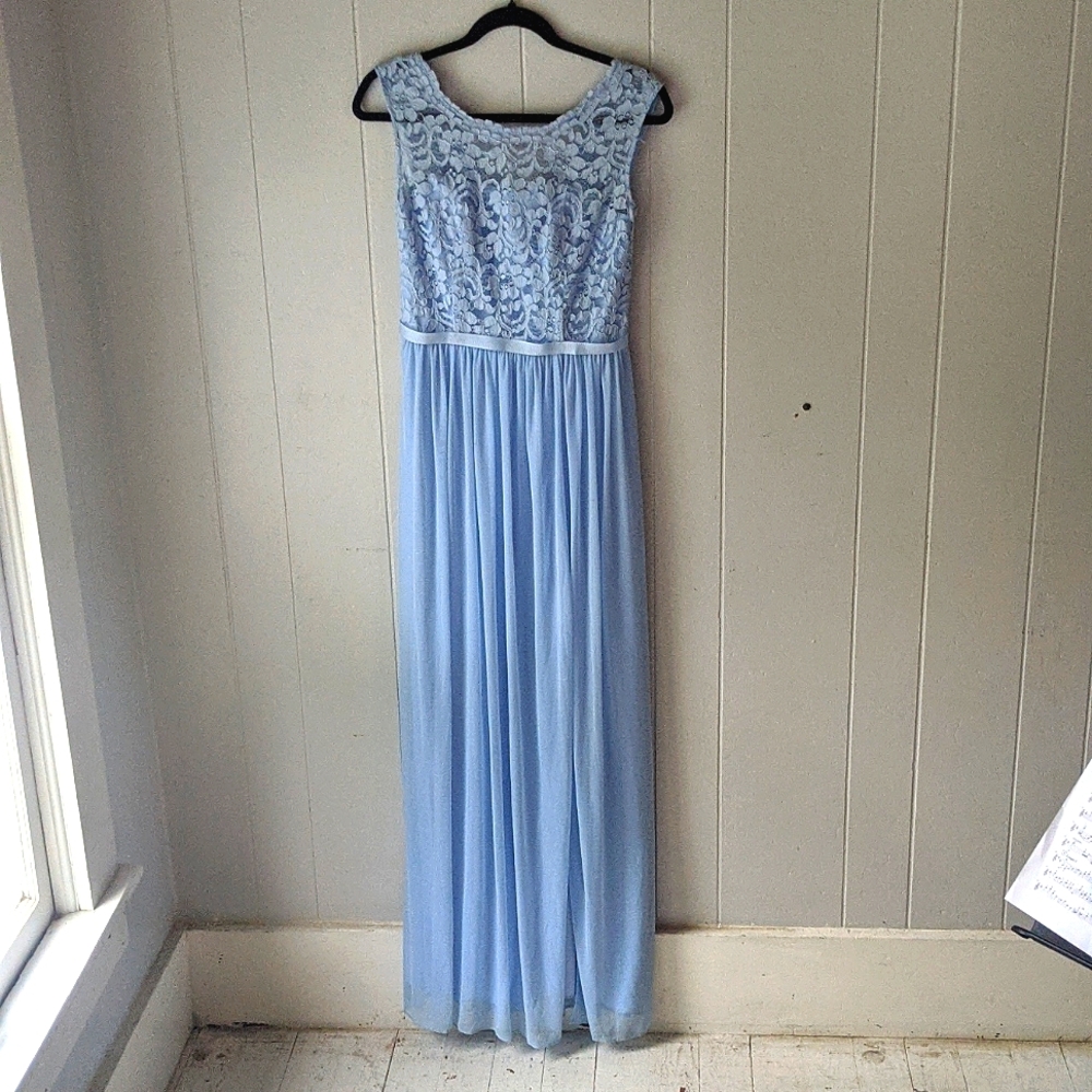 David's Bridal Bridesmaid Dress Size 6 Dusty Blue